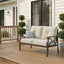 Sofá 2 plazas exterior metal caqui con cojines beige