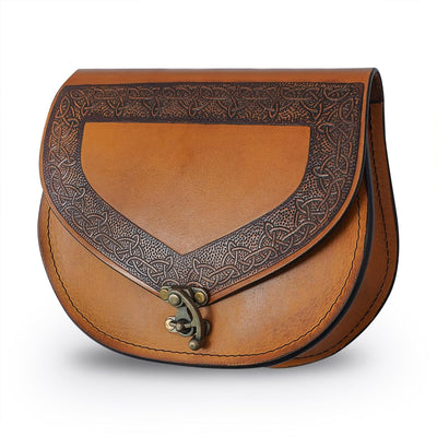 Cinturón cuero vikingo con bolsa cintura grano completo marrón