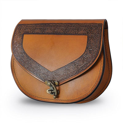 Cinturón cuero vikingo con bolsa cintura grano completo marrón