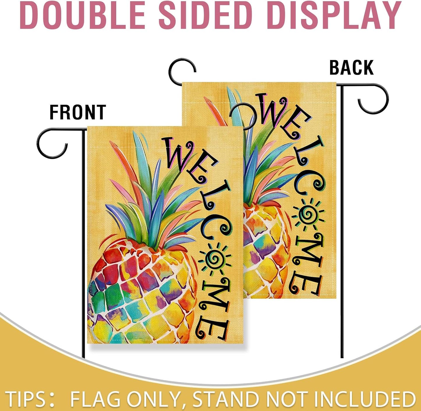 Bandera jardín piña amarillo pastel decoración exterior