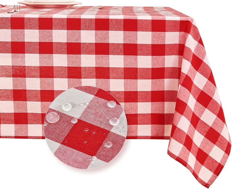 Manta cuadros gingham resistente agua 55x71pulg rojo blanco