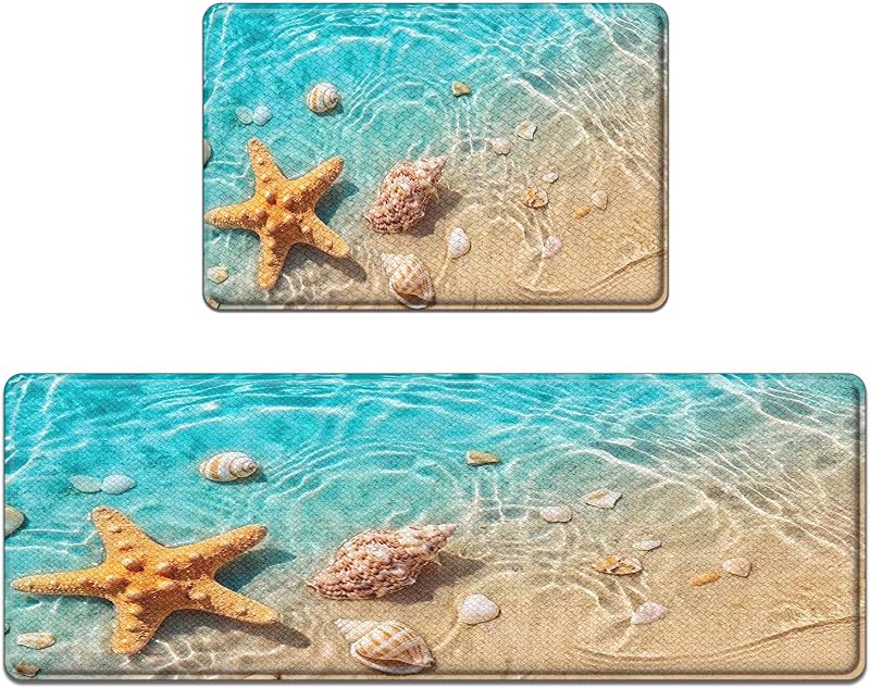 2 Alfombras cocina playa antifatiga conchas marinas