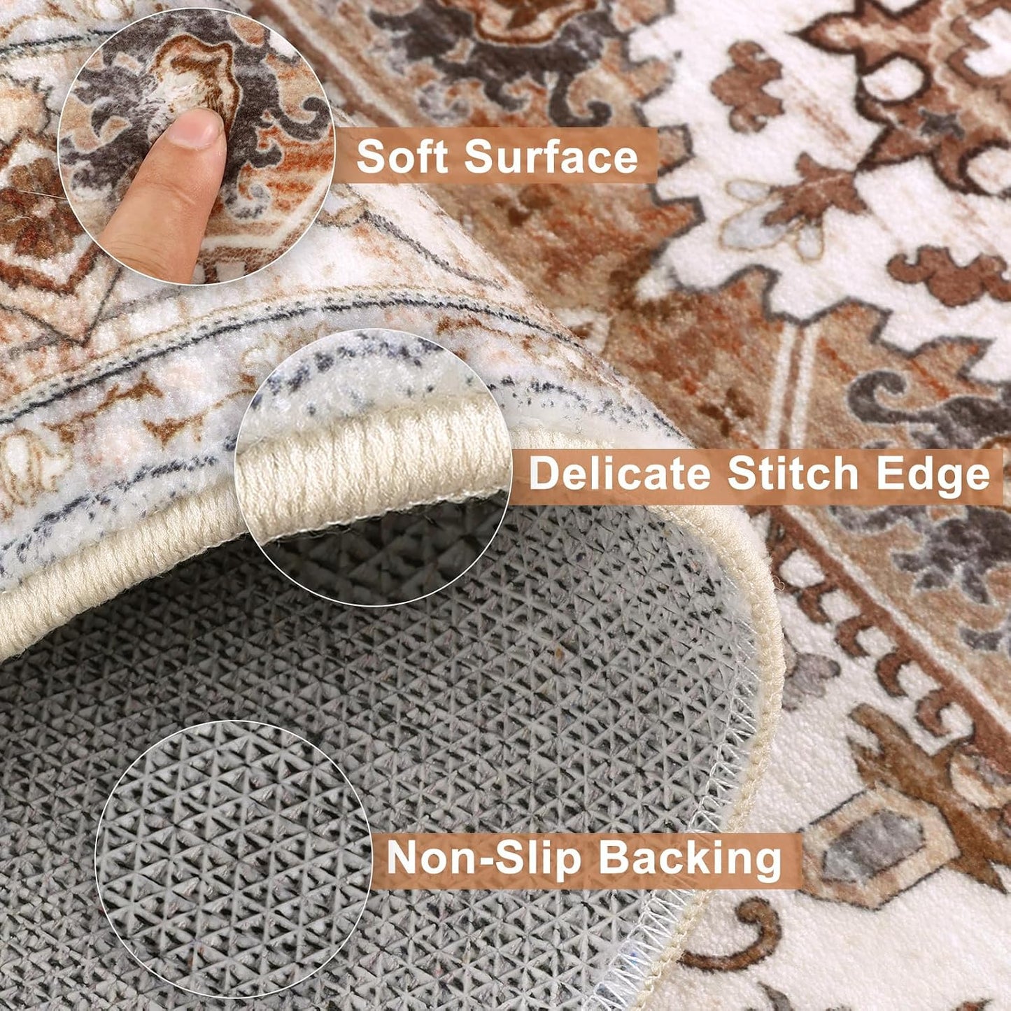 Alfombra pasillo lavable antiderrap boho vintage 2x8pulg