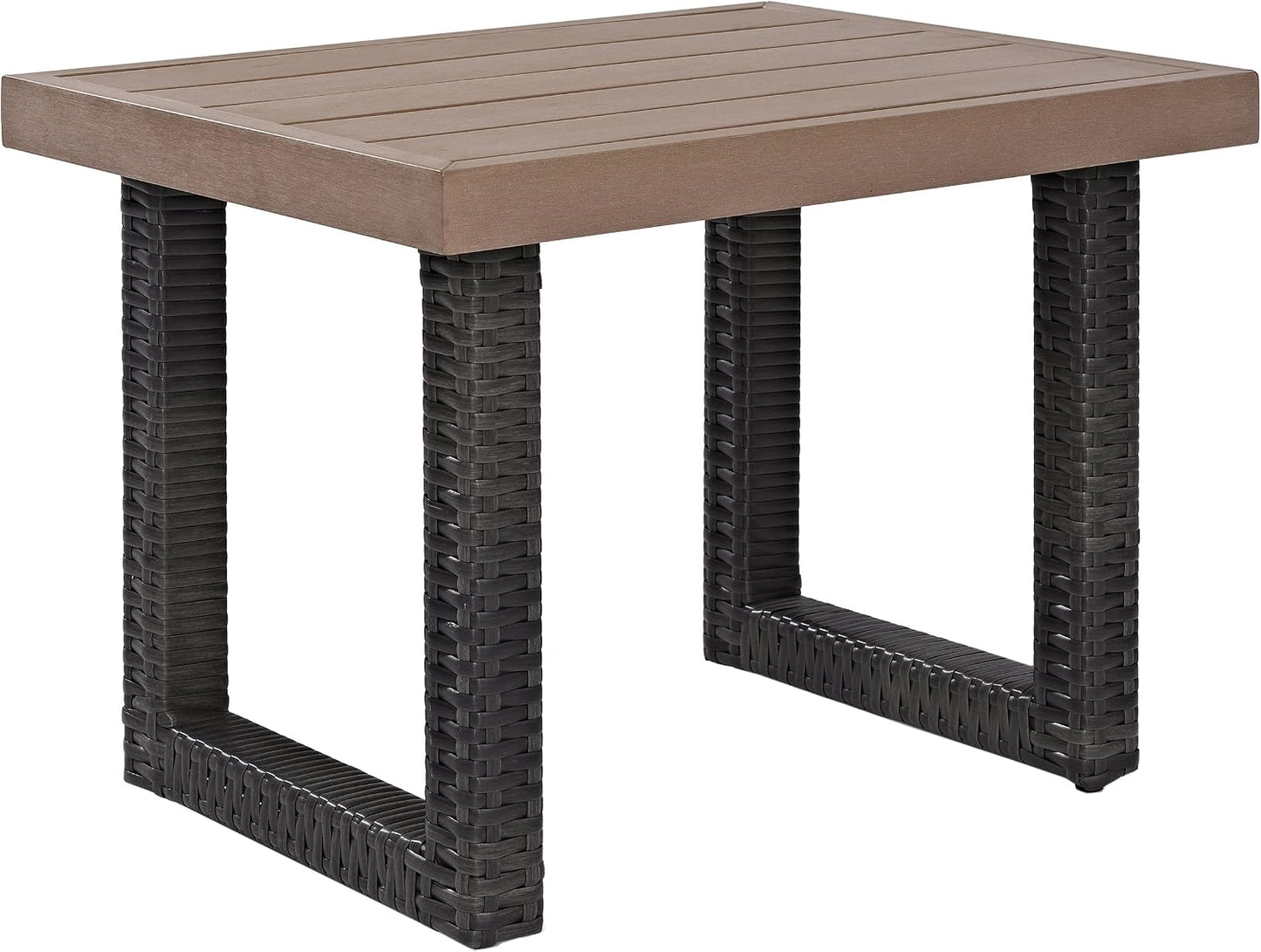 Mesa auxiliar mimbre exterior color marrón