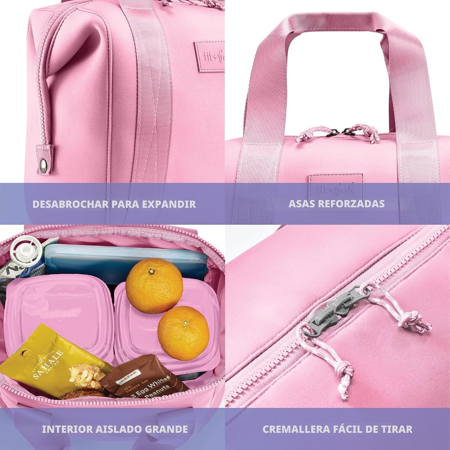 Bolsa almuerzo neopreno para mujer con kit comida y hielo XL
