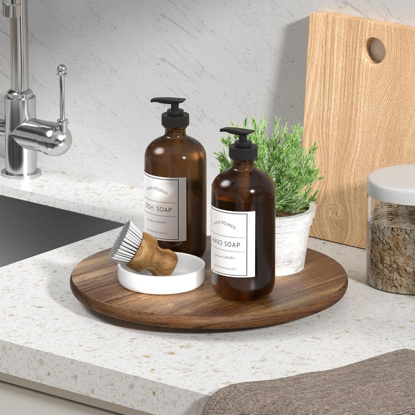 Lazy Susan Bambú Plato Giratorio para Cocina y Baño