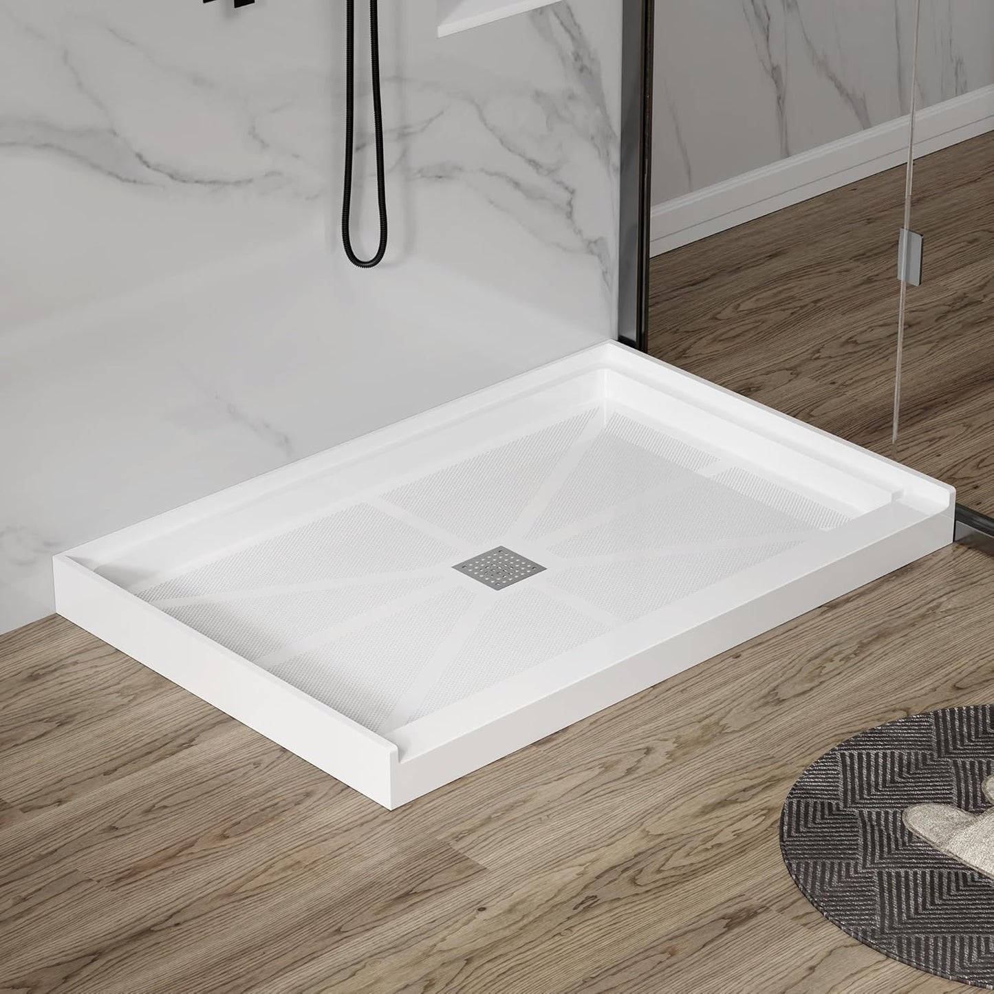 Base ducha rectangular 48x36pulg blanco acero inox