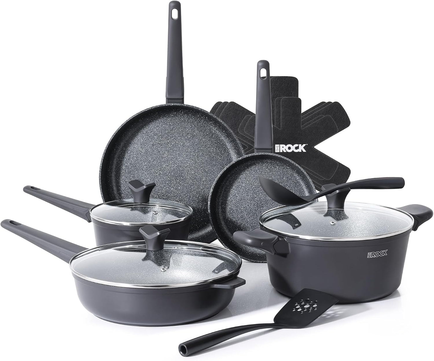 Set 15 Pzas Ollas Sartenes Antiadherentes Rock.Tec Compacto
