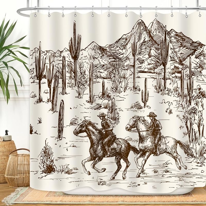 Cortina ducha vaquero cactus desierto tela impermeable 72x72
