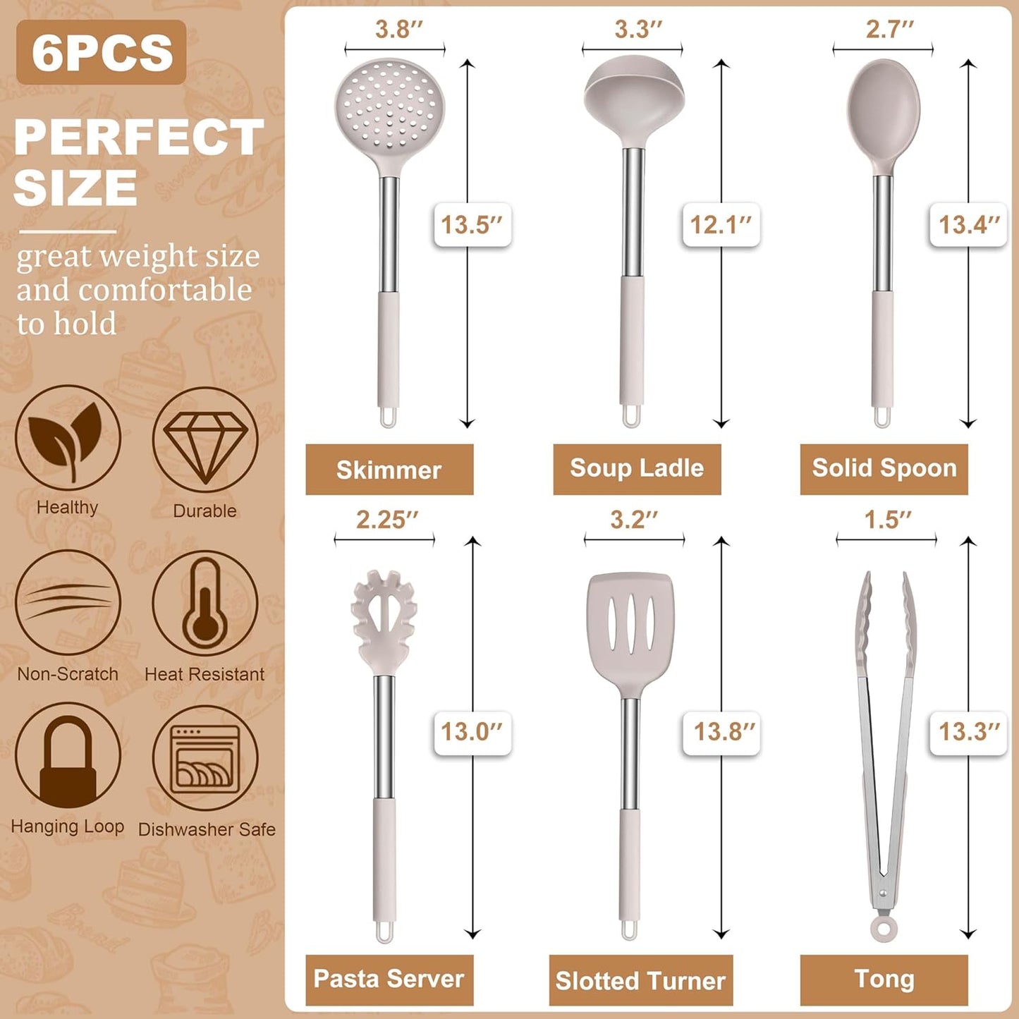 Set 6 Utensilios Silicona para Antiadherentes