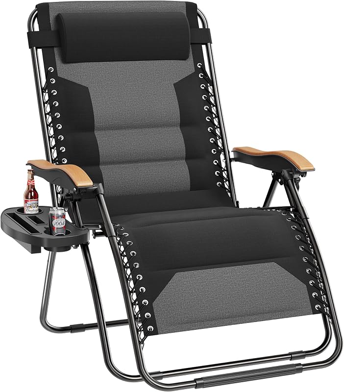 Silla Reclinable XXL Antigravedad Acolchada Plegable Negro