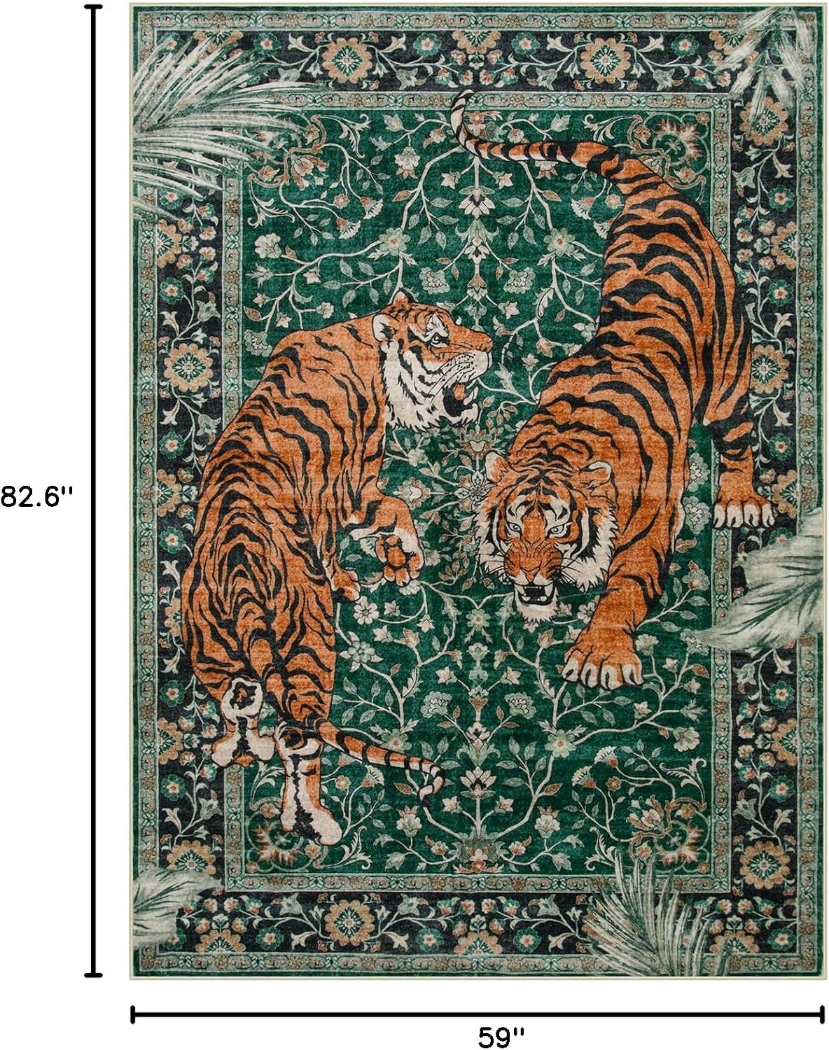 Alfombra tigre 5x7ft bohemia sala dormitorio verde