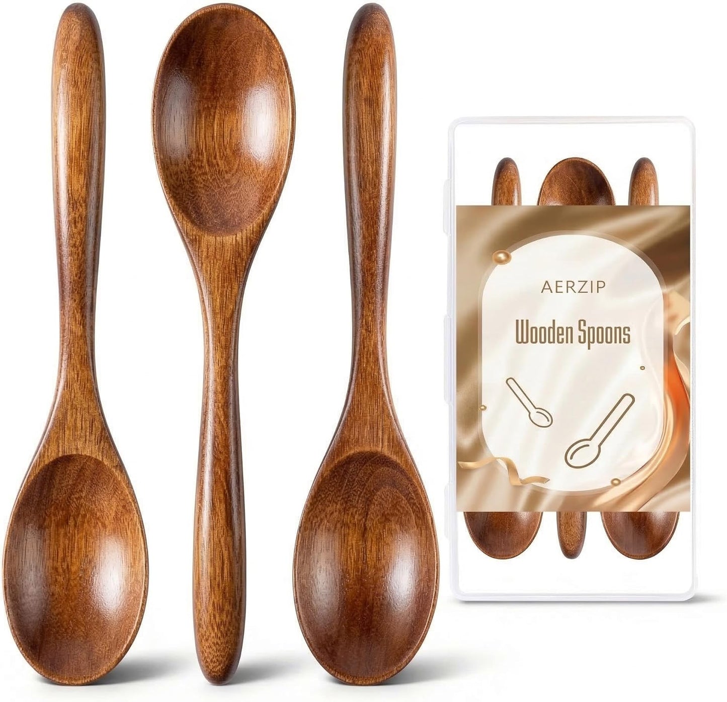 Juego de 3 cucharas de madera para cereales de miel y té