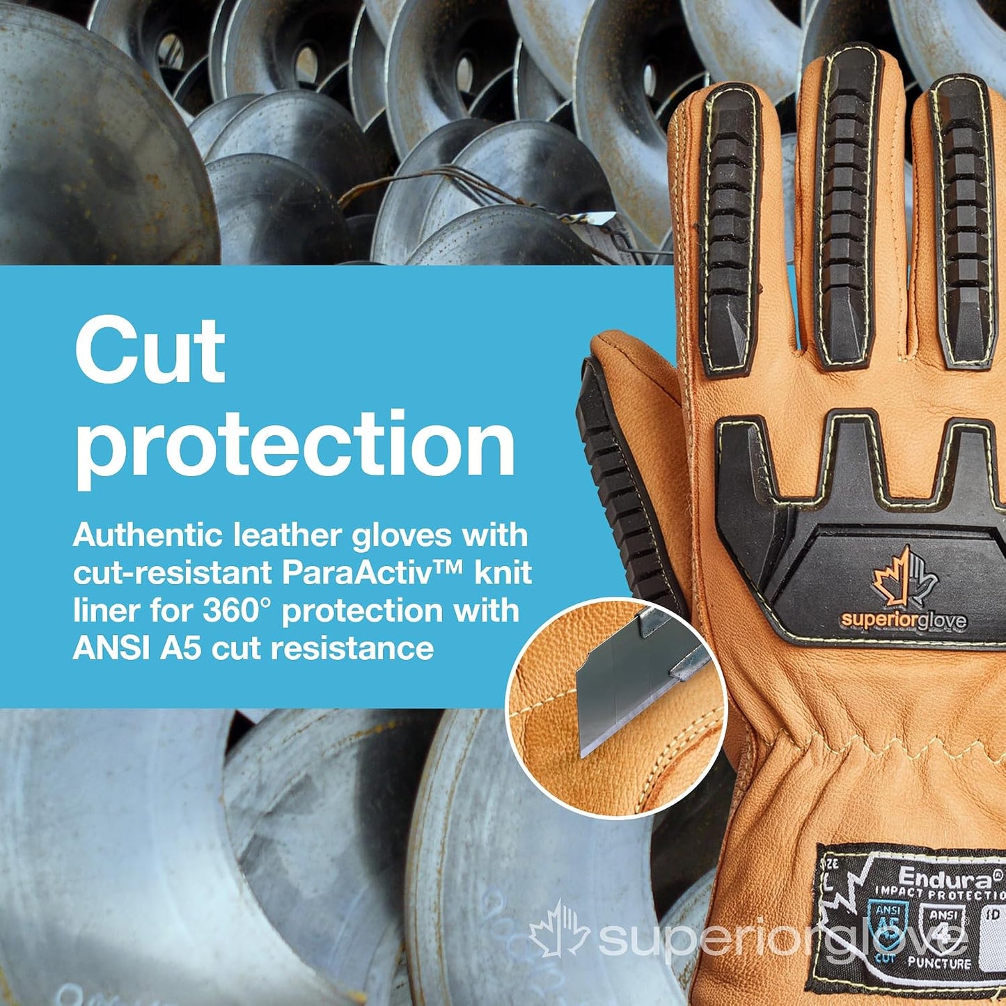 Guantes cuero resistentes cortes impactos invierno
