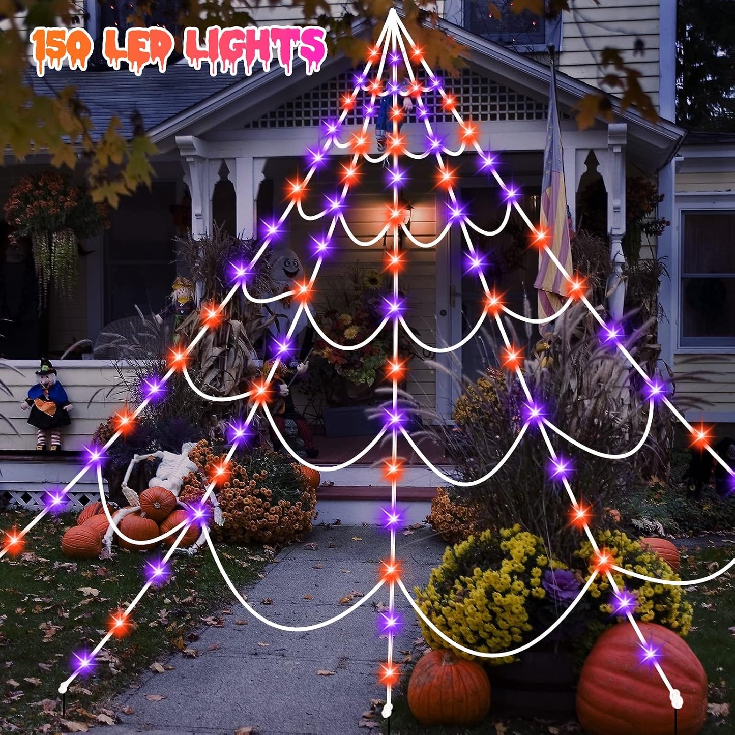 Luces telaraña Halloween 150 LED 16.4pies 8 modos