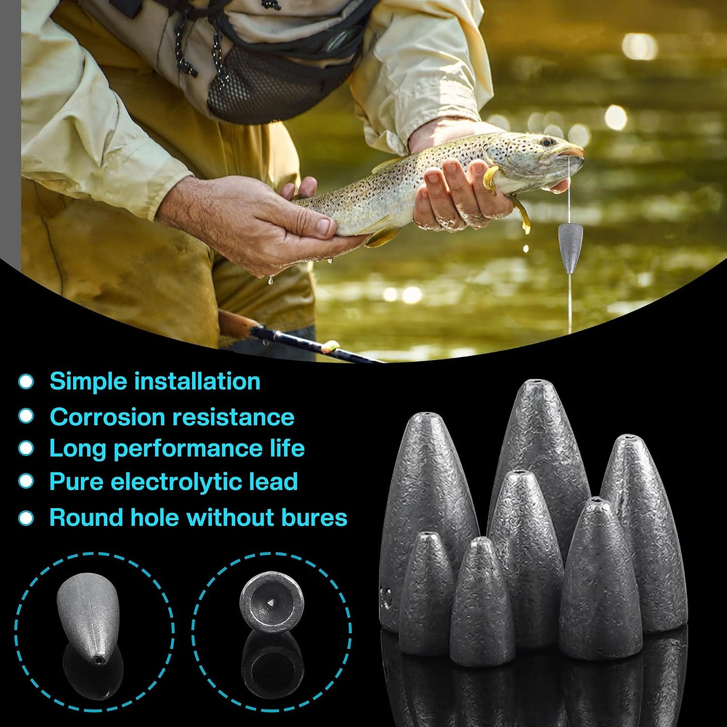 Plomos pesca con bala 1/16-1/2 oz varios tamaños