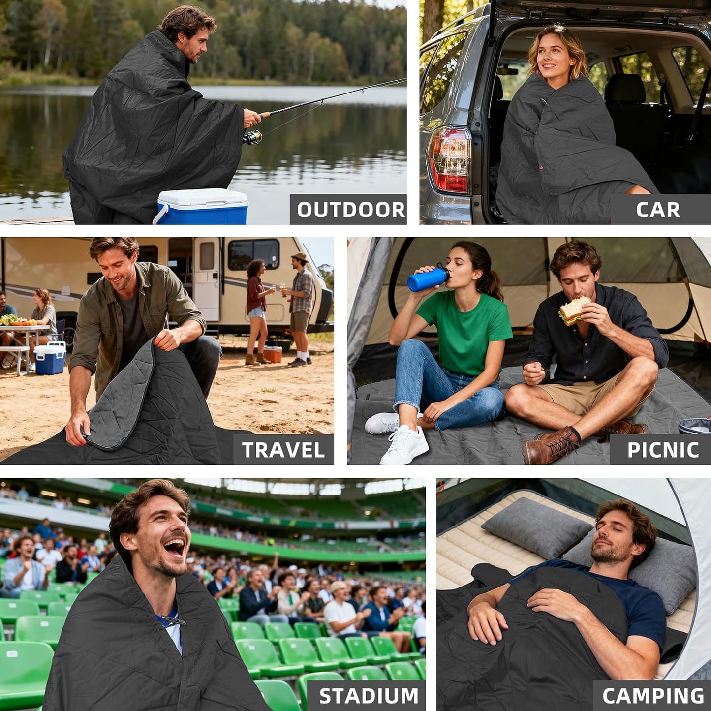Manta impermeable plegable forro polar campamento