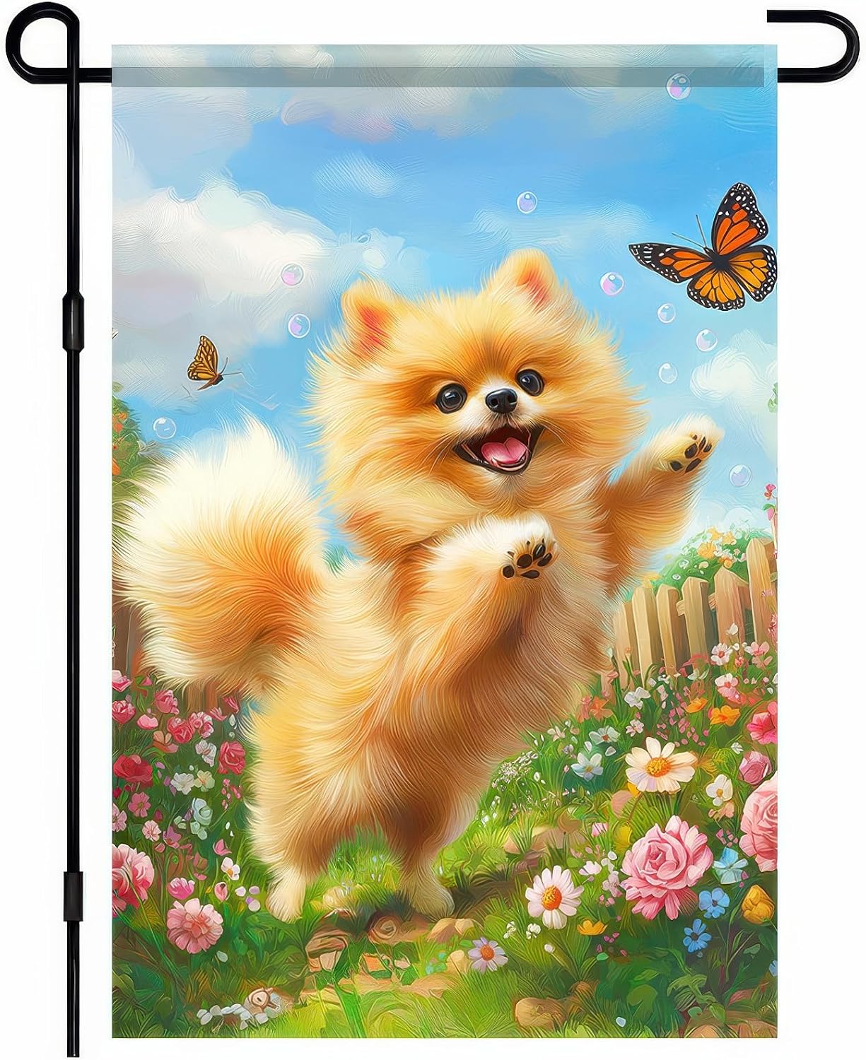 Bandera jardín doble cara 12x18pulg perro cachorro