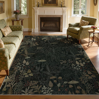 Alfombras lavables 8x10ft bohemio estampado floral antideslizante
