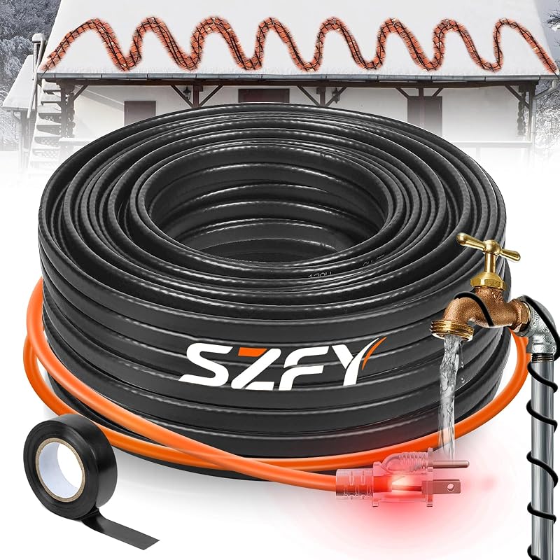 Cinta térmica 24ft para tuberías agua deshielo techo canalón