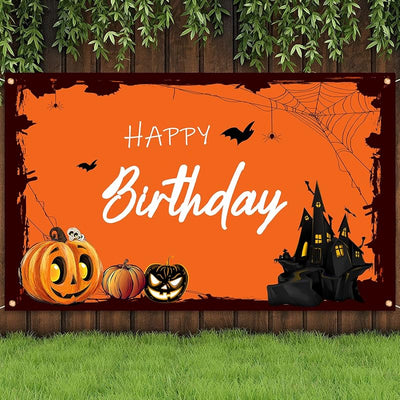 Pancarta Halloween 4x6ft decoración fiesta naranja