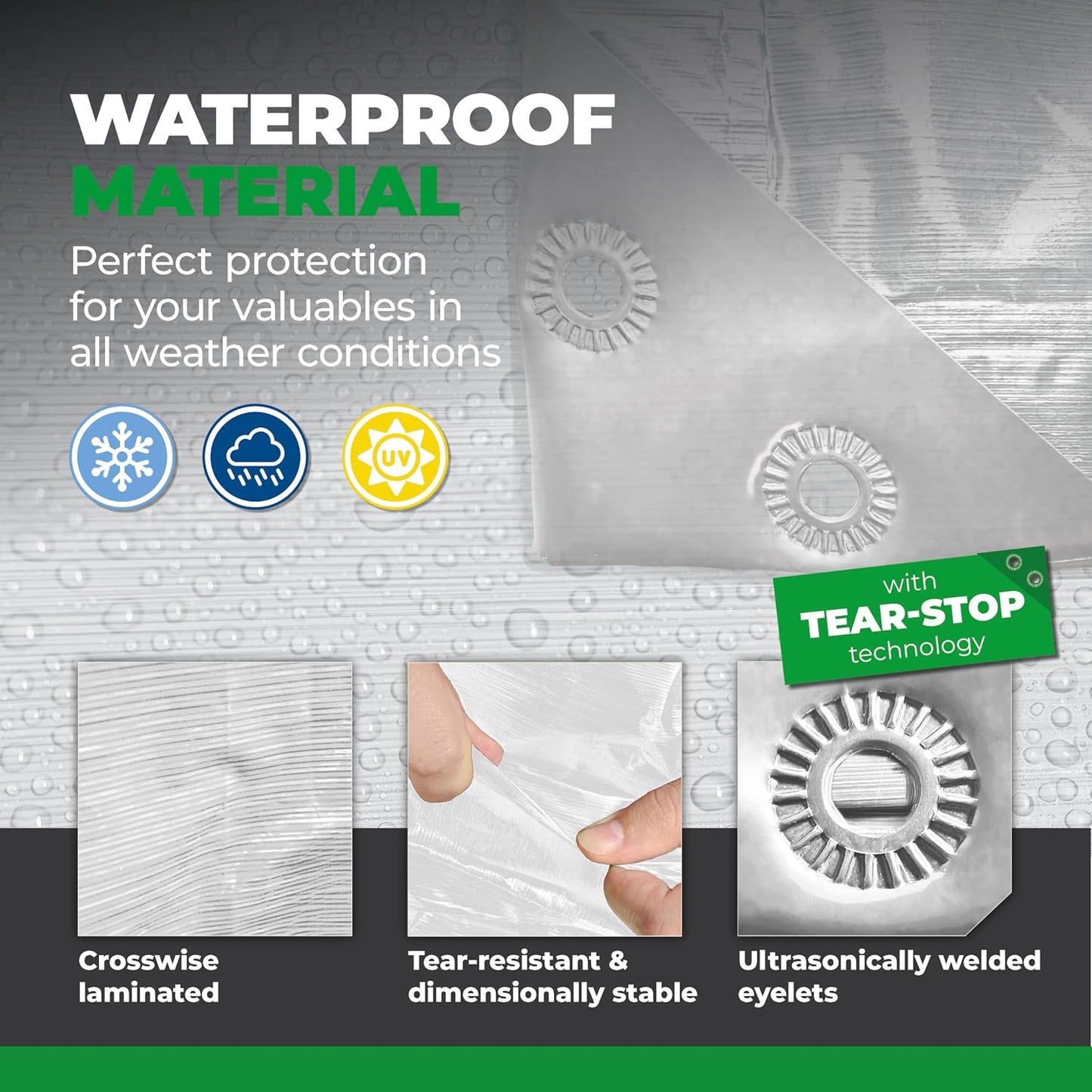 Lona transparente impermeable 30x50pies 5mil resistente UV
