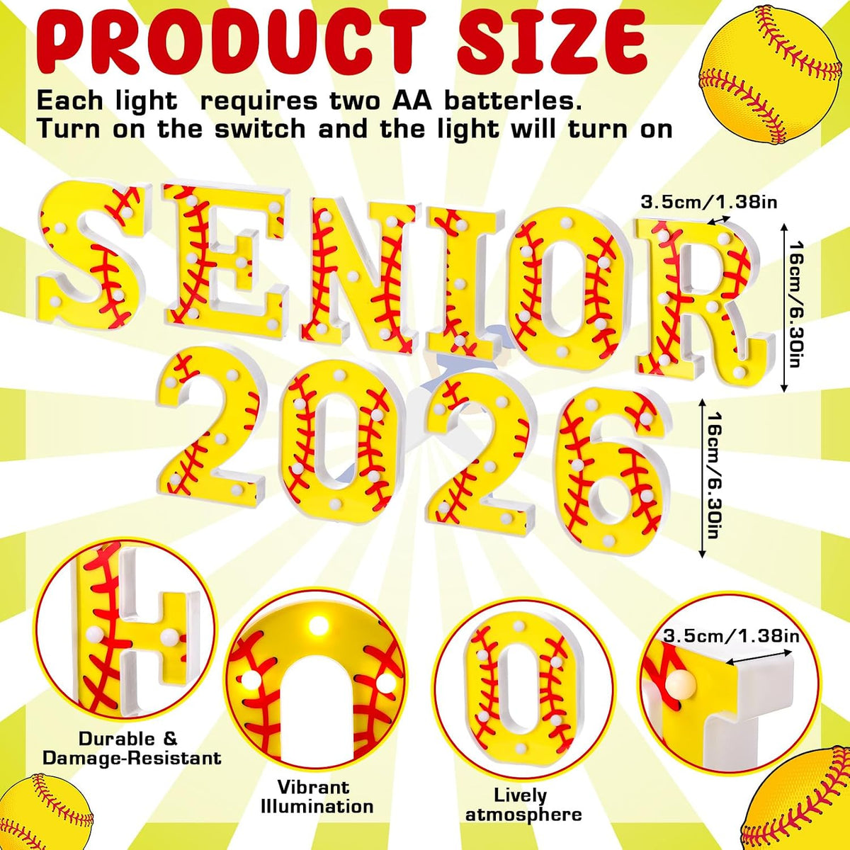 10 Pzas Decoraciones Bola de Beisbol 2026 Graduación