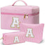 Bolsa maquillaje 3 pzas rosa y azul