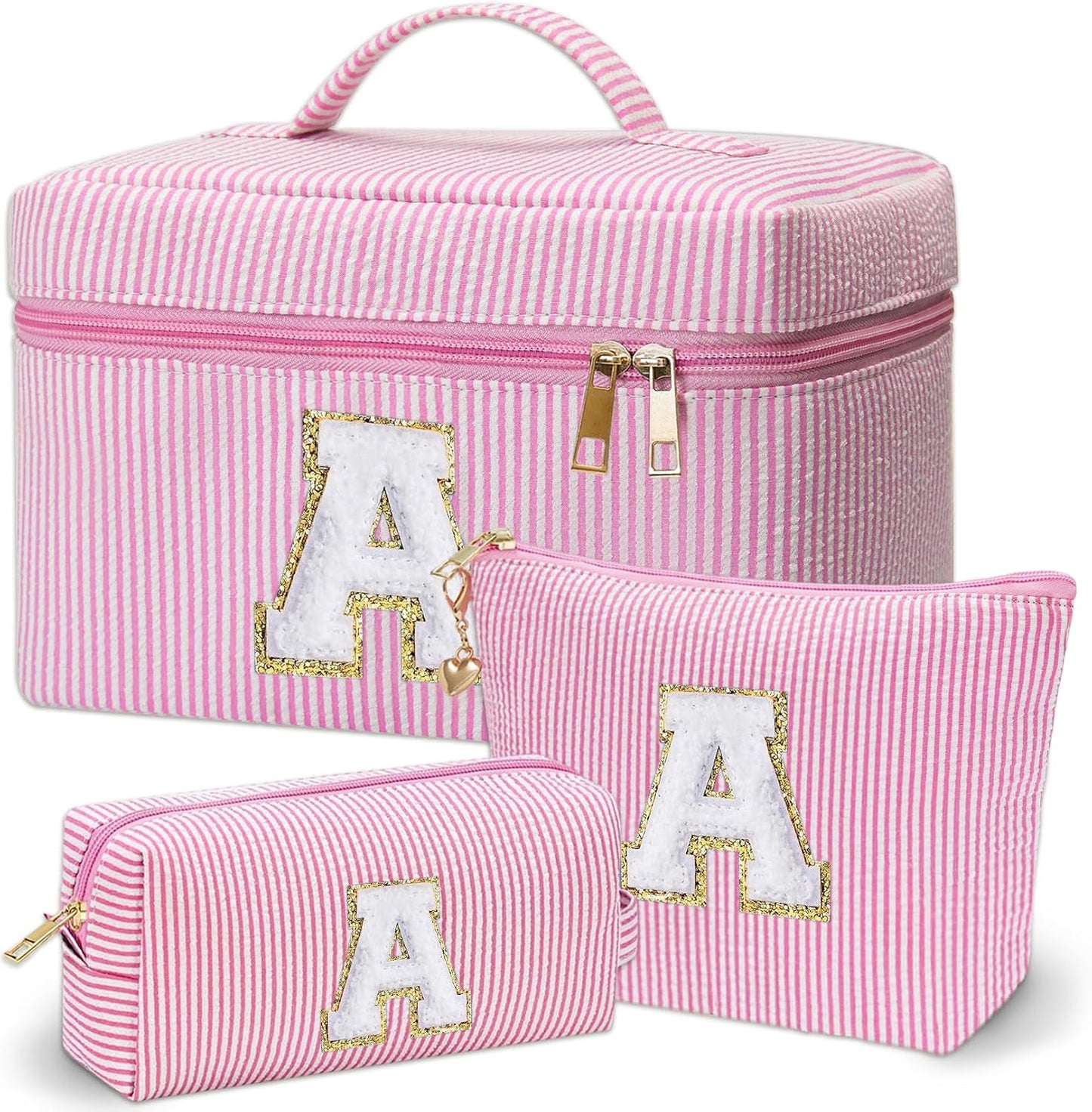 Bolsa maquillaje 3 pzas rosa y azul