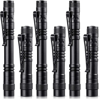 6 Pzas Linterna LED Pluma Aluminio 3.5pulg con Clip
