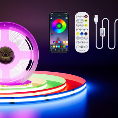 Tira LED COB RGB 3m con control Bluetooth para TV y cocina