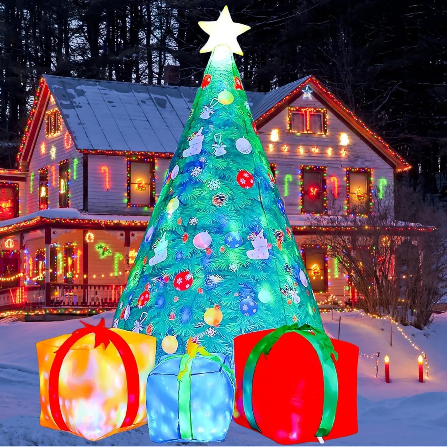 Árbol inflable Navidad 7" con LEDs para patio jardín