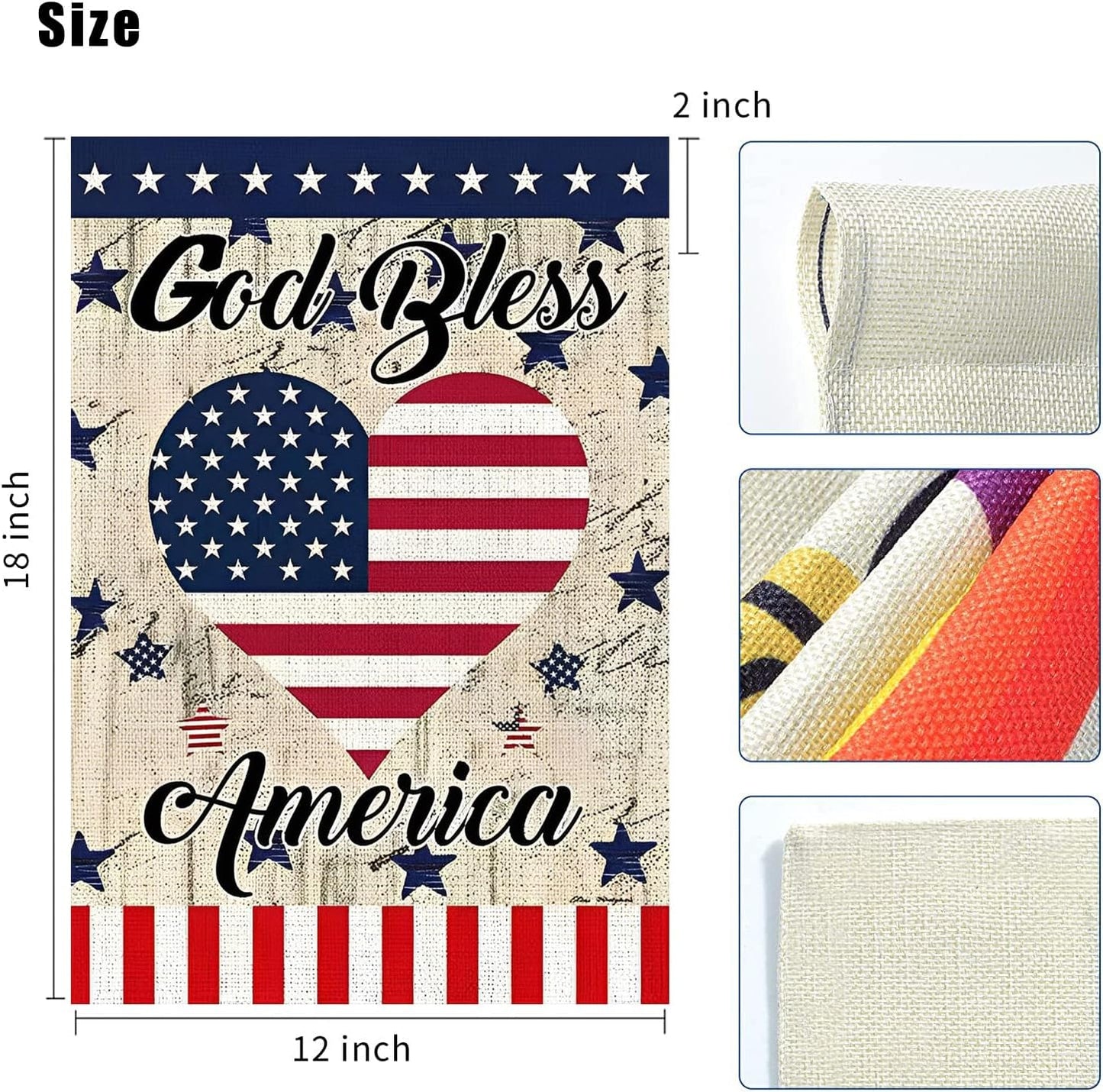 Bandera jardín 4 de Julio estrellas rayas 12x18pulg doble cara