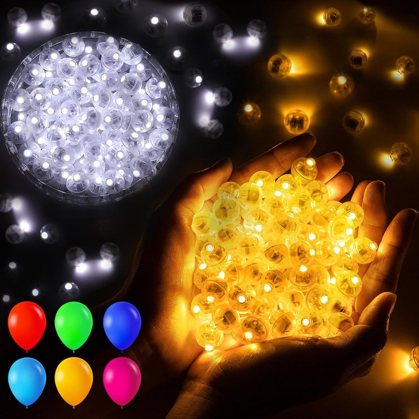 200 Pzas Luces LED Redondas para Globos Multicolor