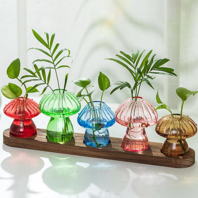 Soporte hongo vidrio maceta decoración casa
