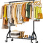 Perchero metal para ropa 450lbs ruedas negro