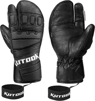 Guantes esquí piel cabra impermeables resist. al viento