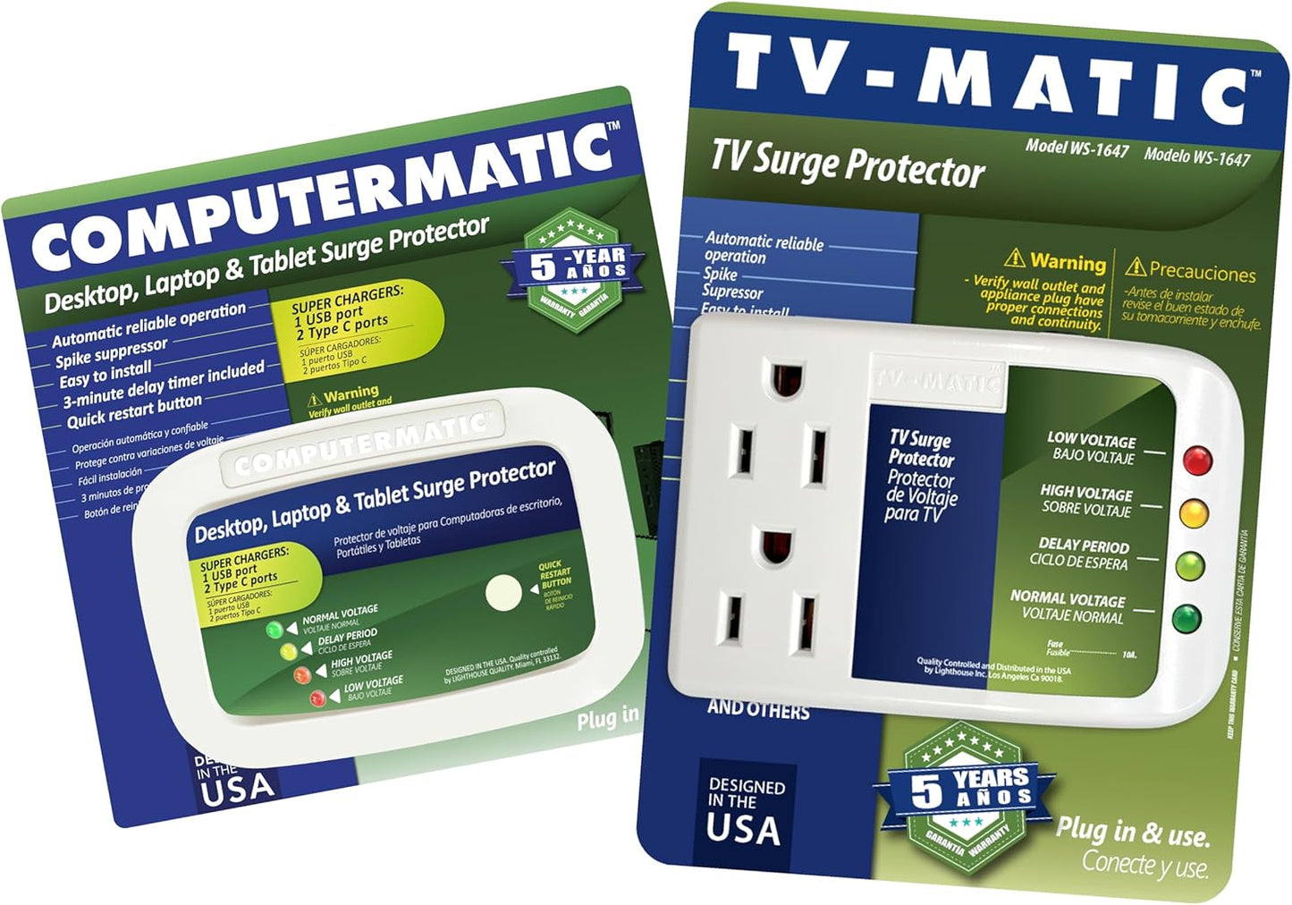 Combo 2 protectores voltaje para computadoras TV y consolas