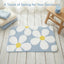 Alfombra baño flores antideslizante 24x16pulg azul