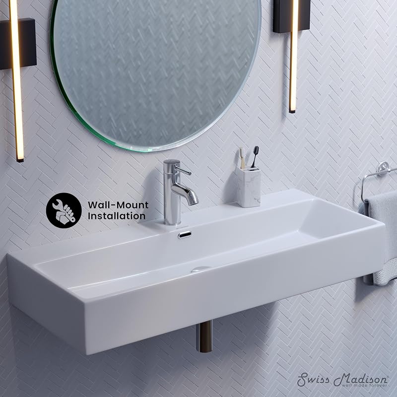 Lavabo baño rectangular Claire 40pulg pared
