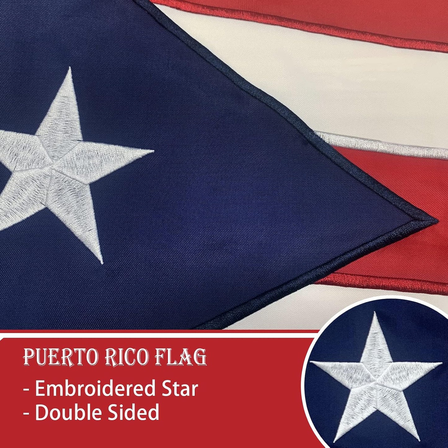 Bandera Puerto Rico 12x18" doble cara nailon resistente