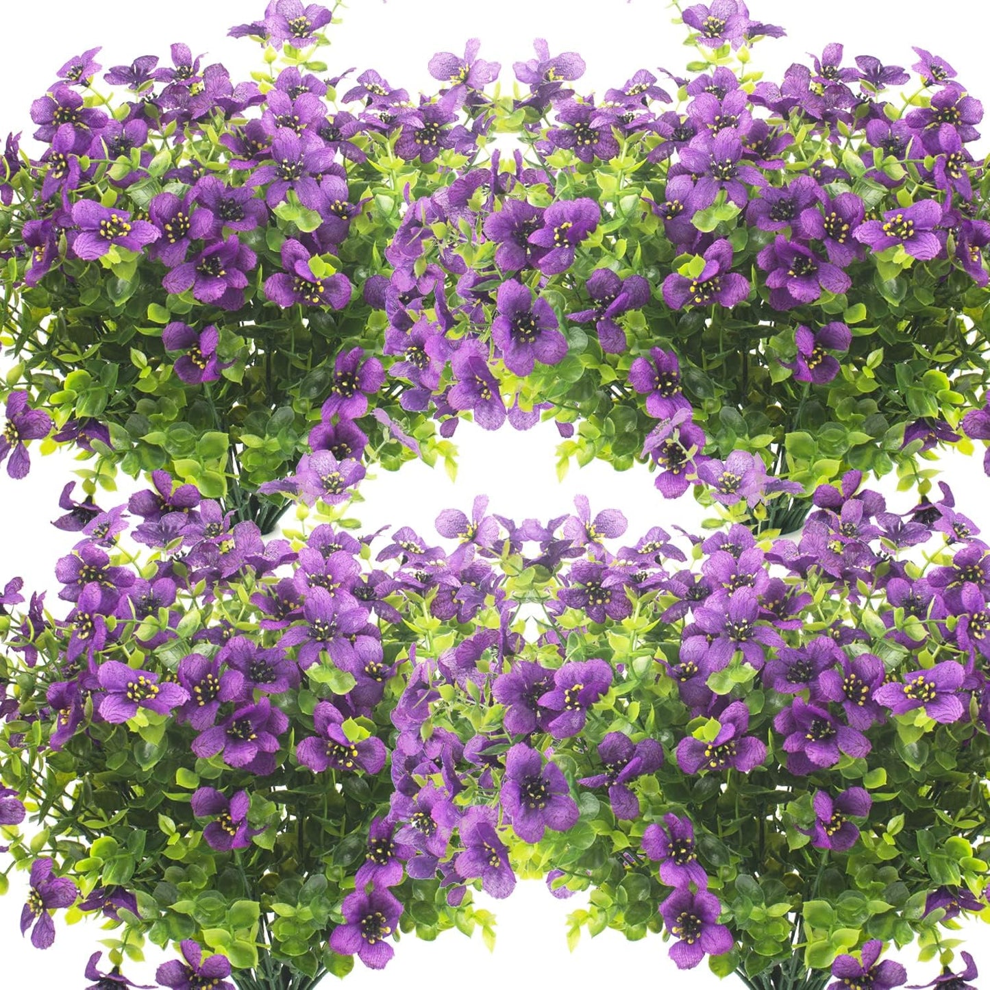 10 Pack Flores Artificiales UV Resistentes Morado Exteriores