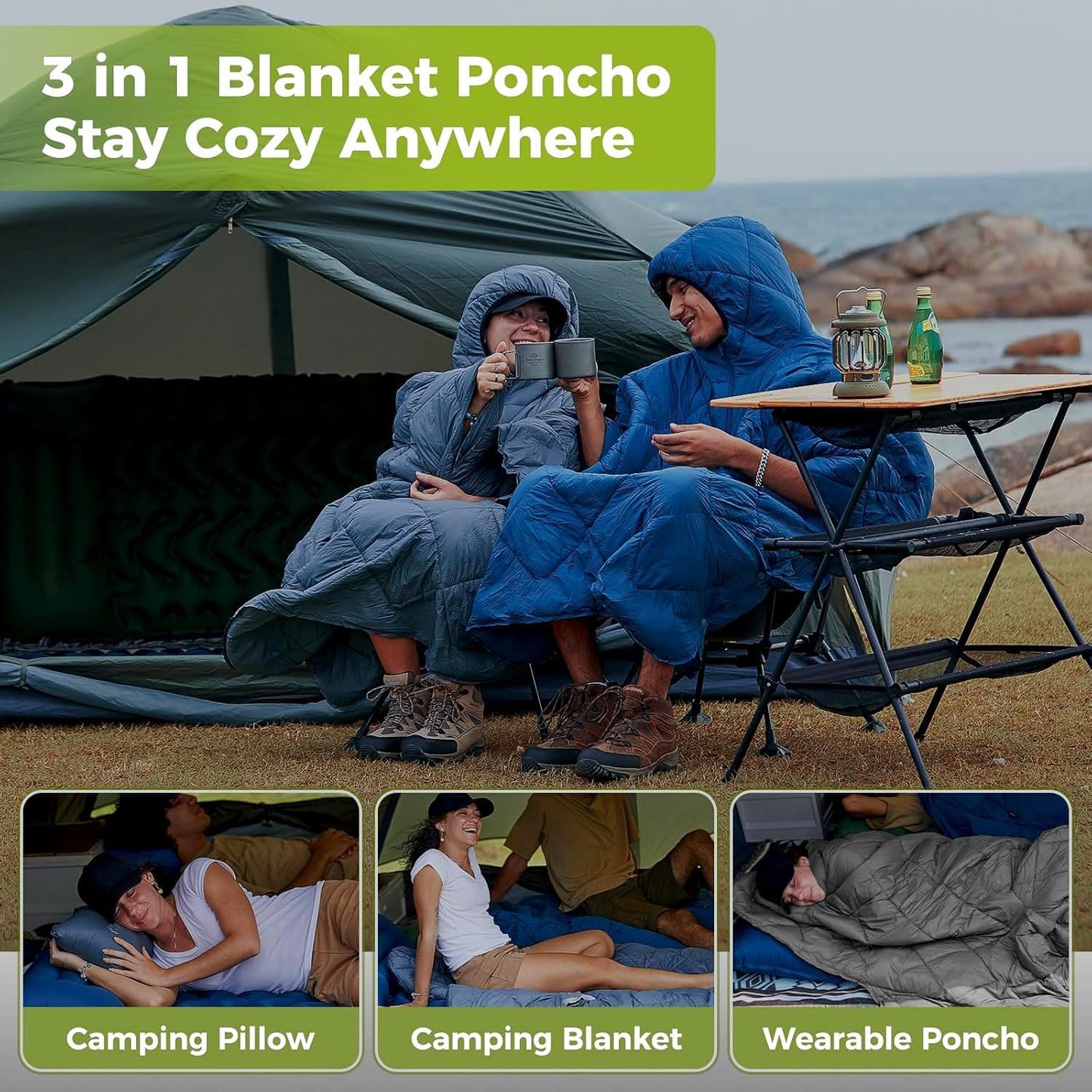 Saco dormir portátil manta reciclada para acampar
