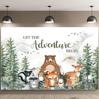 Telón baby shower bosque 7x5 let the adventure begin
