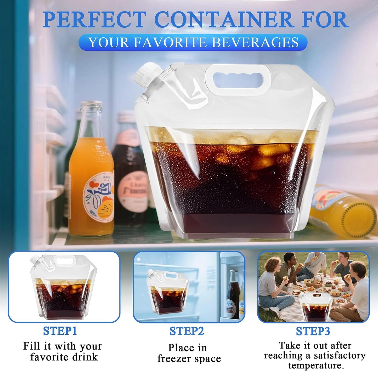4 Jarras Agua Plegables 1.3/2.6gal Libre BPA con Asa