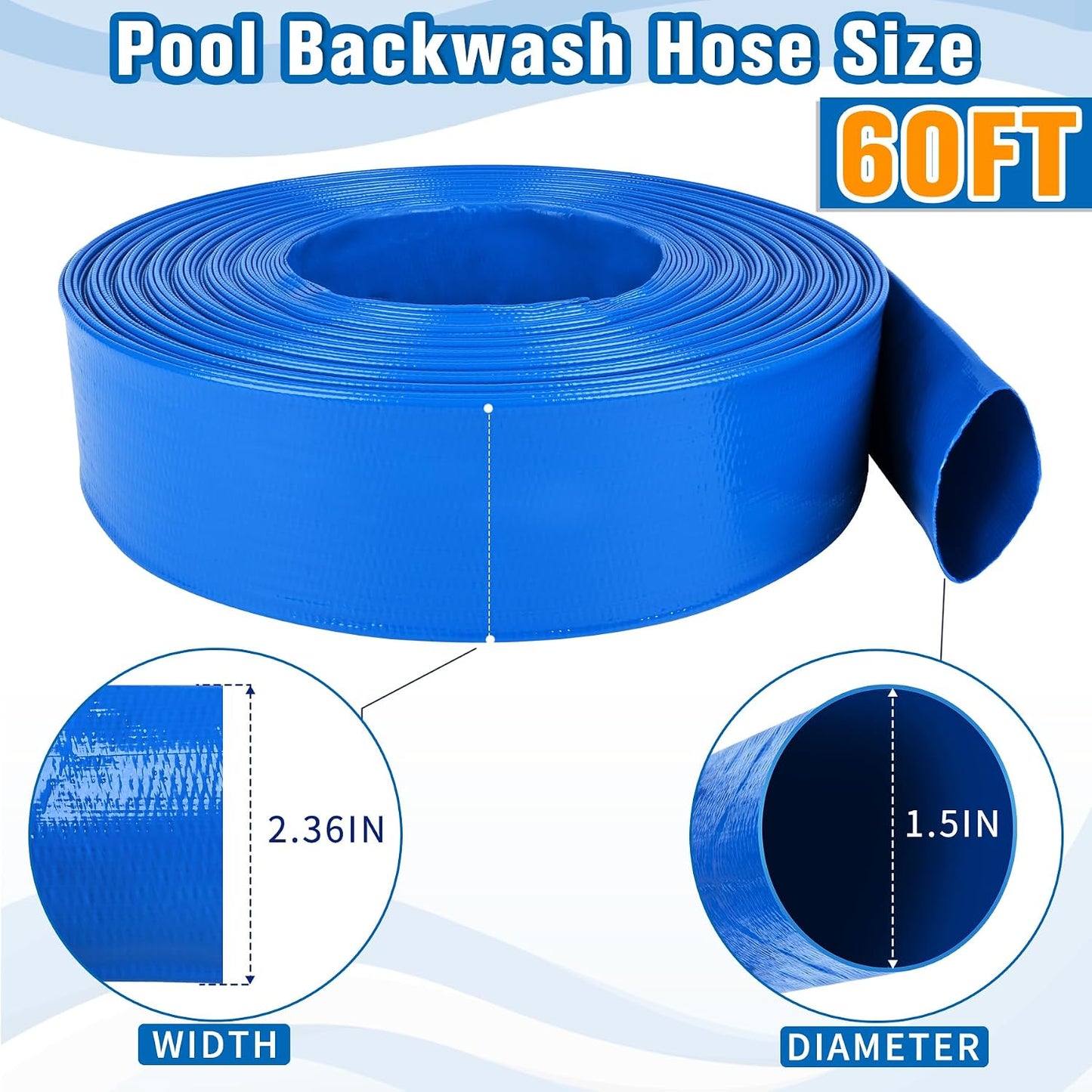 Manguera retrolavado piscina 1.5pulg x60ft doble PVC resistente