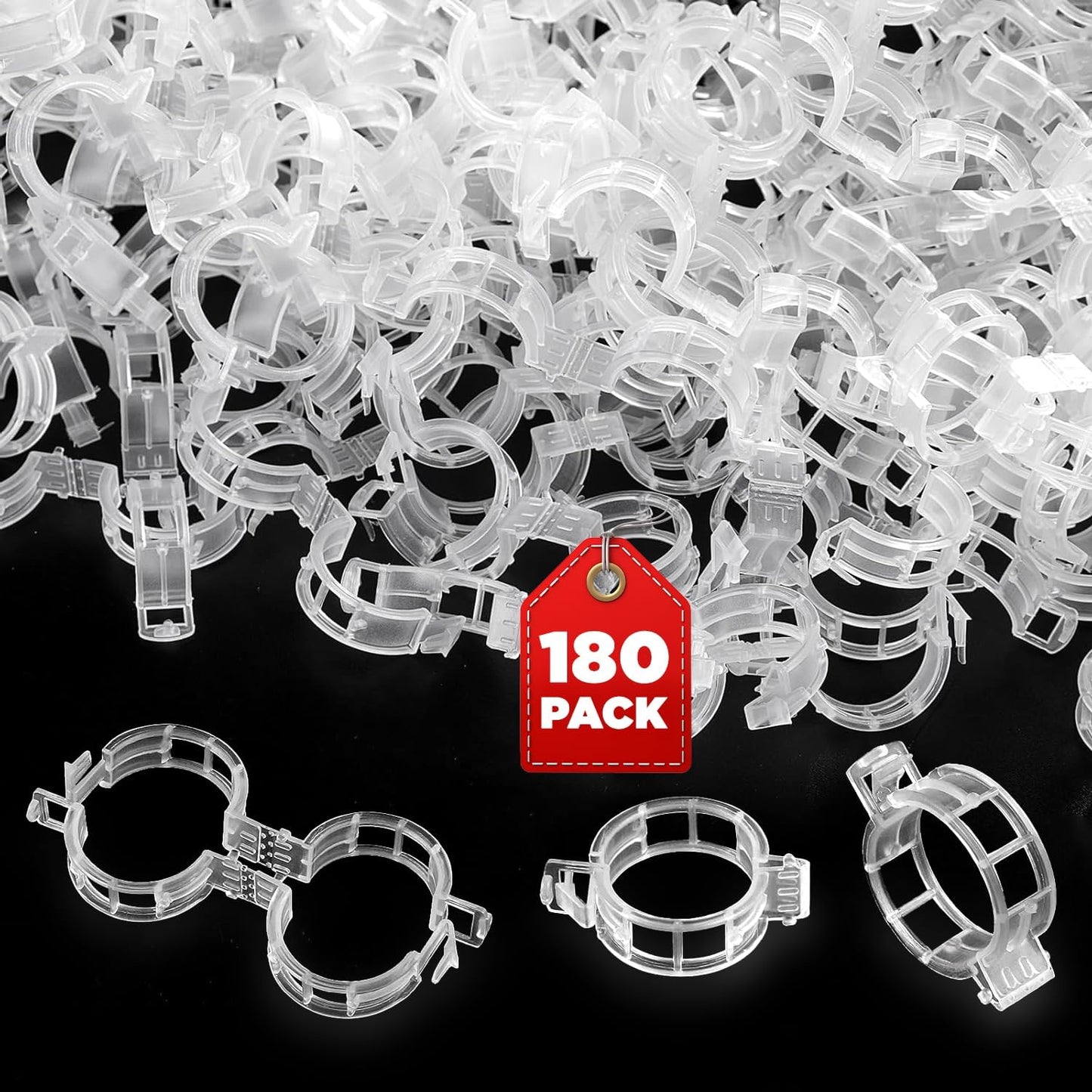 180 Clips Soporte Plantas Plástico Transparente