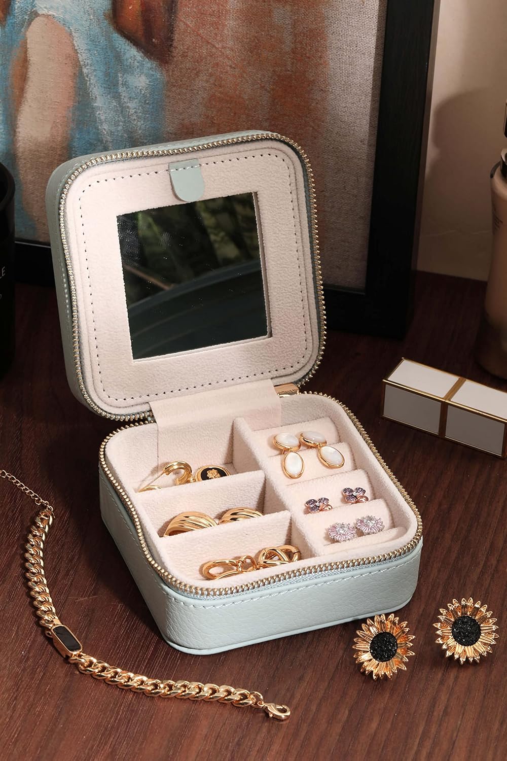 Caja organizadora joyas viaje para mujeres modernas