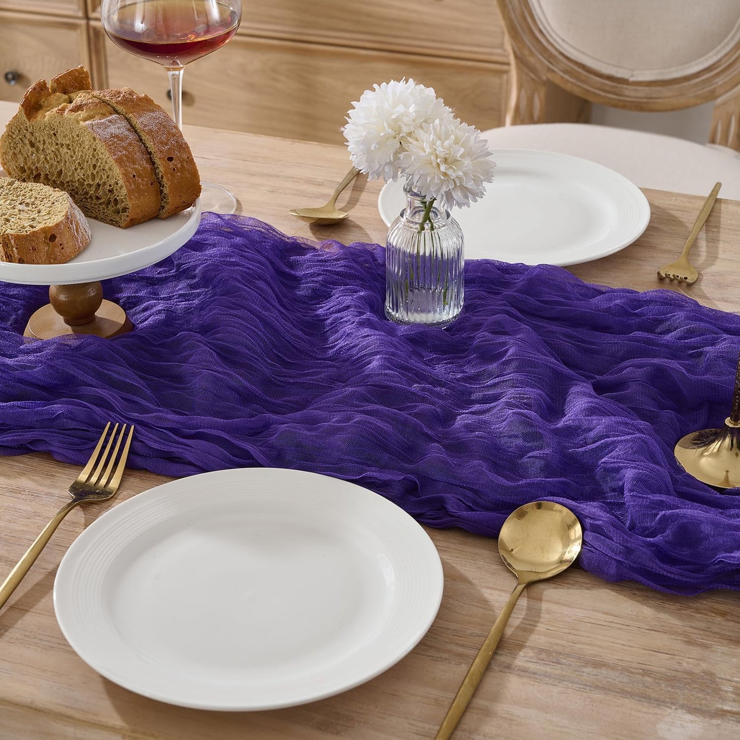 3 Caminos Mesa Gasa Morada Bohemia 120pulg 10ft Bodas Decoracion