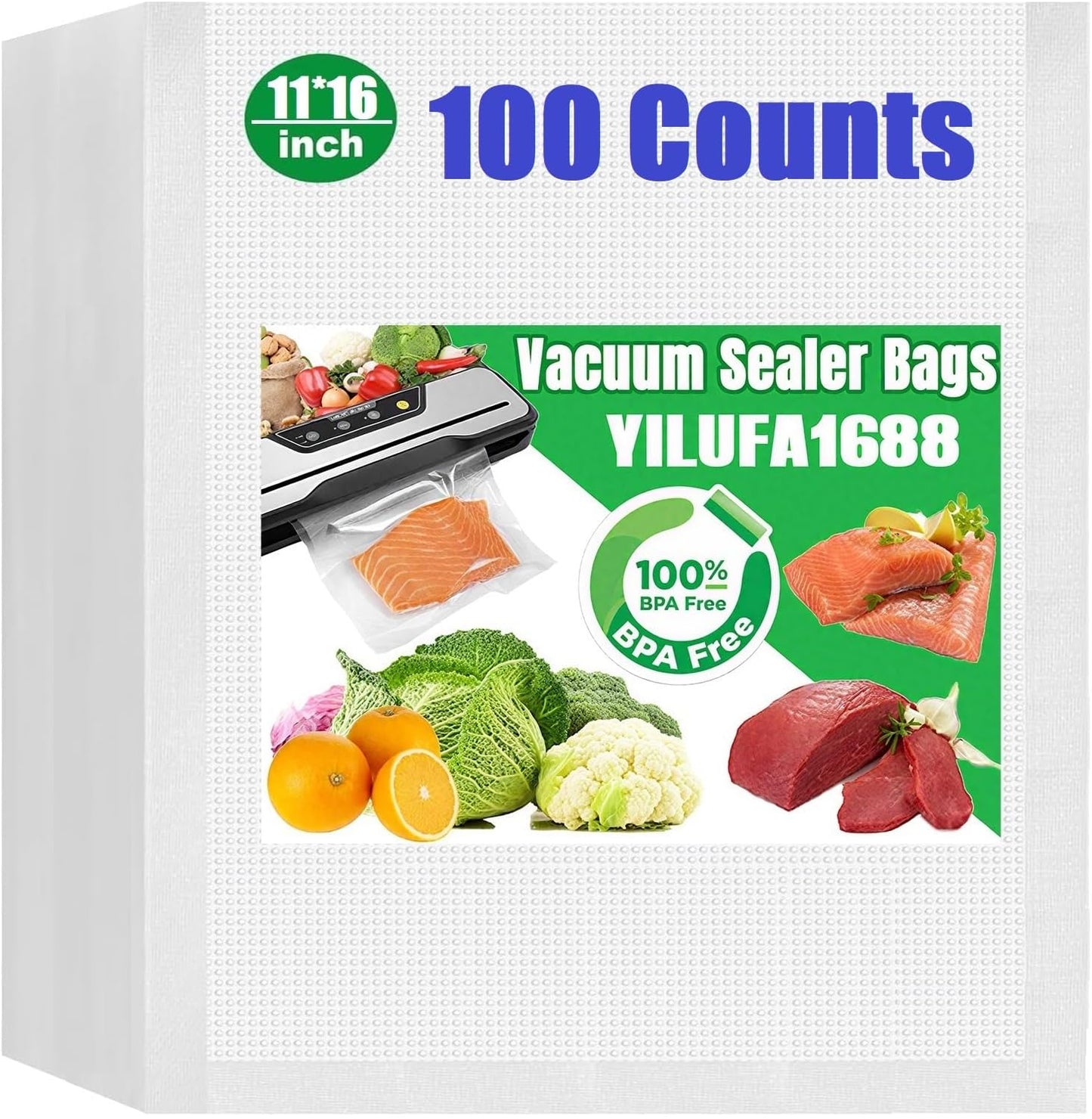 Bolsas selladoras al vacío 100uds 11x16" grado comercial